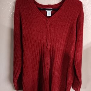 Classic Elements Womans Pull Textured Knit Sweater Red  Size 20/20W New With Tag